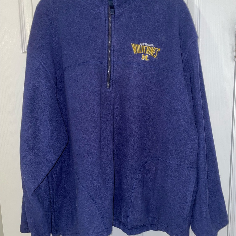Vintage Michigan Wolverines Navy Fleece Quarter-Zip Pullover